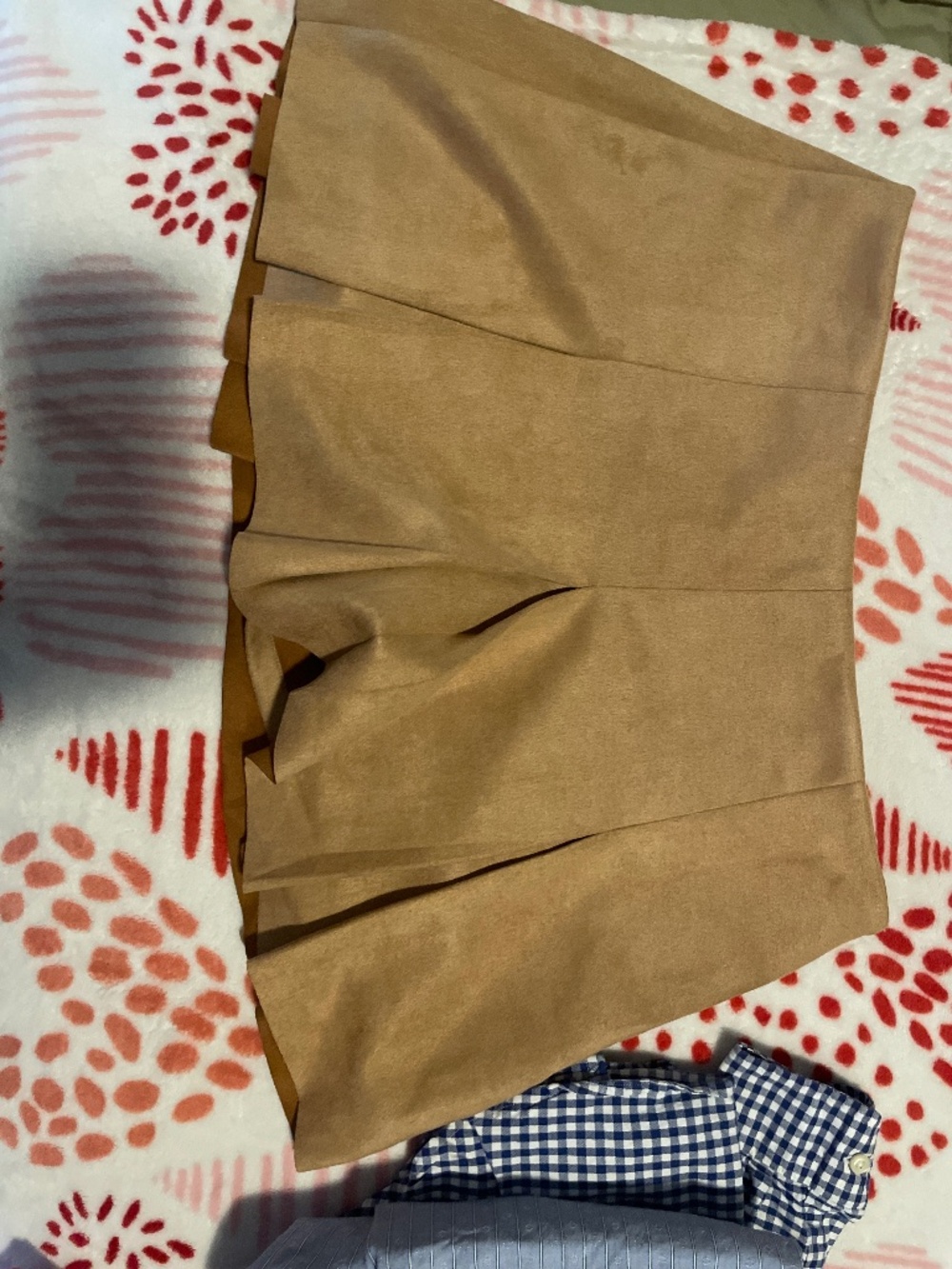 Brown faux suede skort